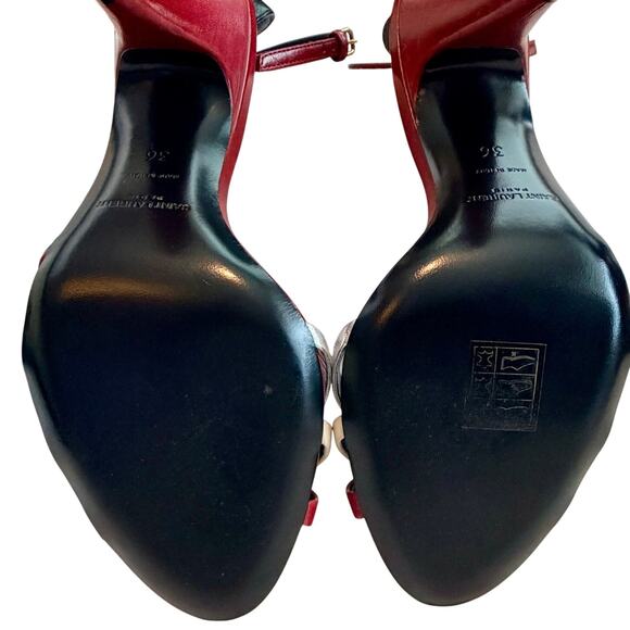 Saint Laurent Kristen 95 Calfskin Heels 36 Red Multicolor Italy Stiletto 6 - Picture 7 of 8
